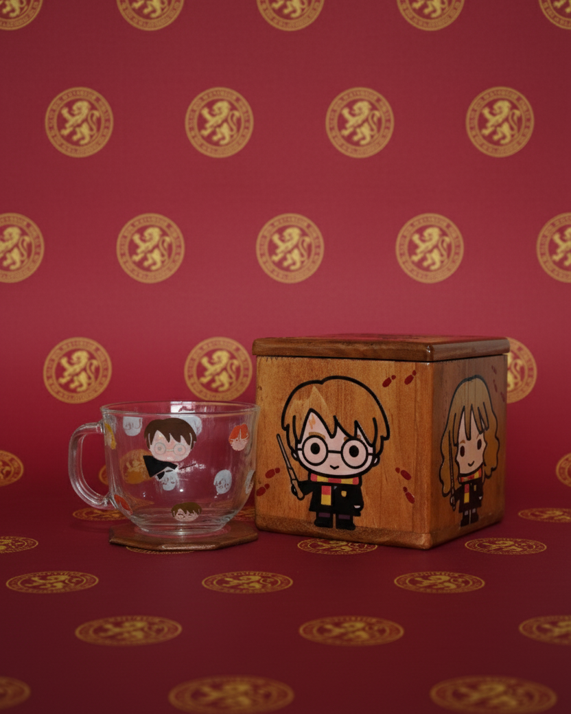Set de taza de té Harry Potter, Hermione Granger, Ron Weasley